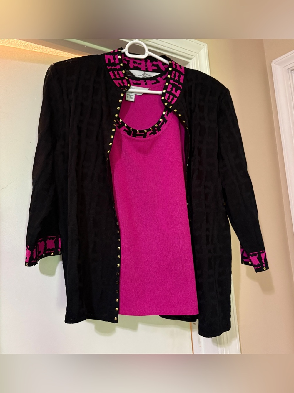 Ming Wang Black & Pink Cardigan Tank Set
